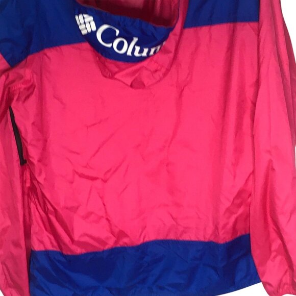 Columbia Jacket Mens XL Pink Blue Hooded Anorak Windbreaker Pullover KX0490 - Picture 10 of 14